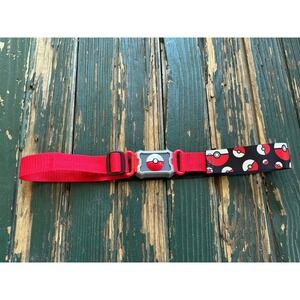 Kids Pokemon Belt Adjustable Buckle Pokeball Print Red Black Nylon